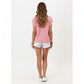 Short Sleeve Knit Top with Contrast Trim Crew Neck and Relaxed Fit