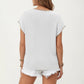 Short Sleeve Knit Top with Contrast Trim Crew Neck and Relaxed Fit