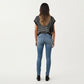 Striped Knit Cap Sleeve Top with Ribbed Trim and Relaxed Fit