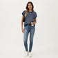 Striped Knit Cap Sleeve Top with Ribbed Trim and Relaxed Fit