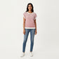 Striped Knit Cap Sleeve Top with Ribbed Trim and Relaxed Fit
