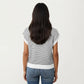 Striped Knit Cap Sleeve Top with Ribbed Trim and Relaxed Fit