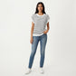 Striped Knit Cap Sleeve Top with Ribbed Trim and Relaxed Fit