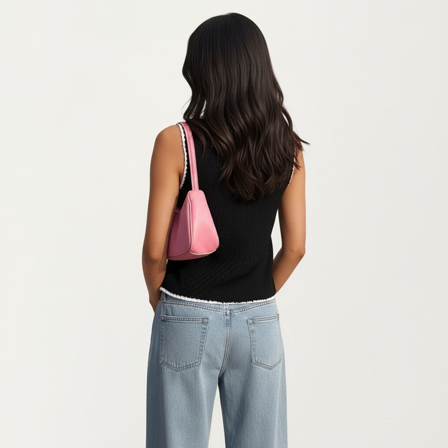 Sleeveless Knit Button Front Top with Contrast Trim Detail