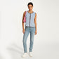Sleeveless Knit Button Front Top with Contrast Trim Detail