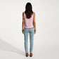 Sleeveless Knit Button Front Top with Contrast Trim Detail