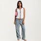 Sleeveless Knit Button Front Top with Contrast Trim Detail