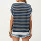 Short Sleeve Striped Knit Top with Contrast Rib Trim