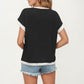 Short Sleeve Textured Knit Top with Contrast Rib Trim