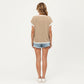 Short Sleeve Textured Knit Top with Contrast Rib Trim