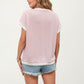 Short Sleeve Textured Knit Top with Contrast Rib Trim