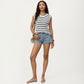 Sleeveless Textured Knit Top with Stripe Pattern