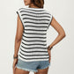 Sleeveless Textured Knit Top with Stripe Pattern