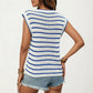 Sleeveless Textured Knit Top with Stripe Pattern
