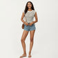 Sleeveless Textured Knit Top with Stripe Pattern