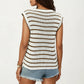 Sleeveless Textured Knit Top with Stripe Pattern