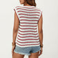 Sleeveless Textured Knit Top with Stripe Pattern