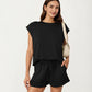 Short Sleeve Lounge Top and Shorts Set with Relaxed Fit