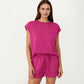 Short Sleeve Lounge Top and Shorts Set with Relaxed Fit