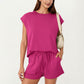 Short Sleeve Lounge Top and Shorts Set with Relaxed Fit
