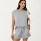 Short Sleeve Lounge Top and Shorts Set with Relaxed Fit