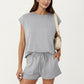 Short Sleeve Lounge Top and Shorts Set with Relaxed Fit