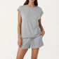 Short Sleeve Lounge Top and Shorts Set with Relaxed Fit