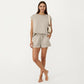 Short Sleeve Lounge Top and Shorts Set with Relaxed Fit