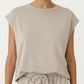 Short Sleeve Lounge Top and Shorts Set with Relaxed Fit