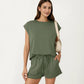 Short Sleeve Lounge Top and Shorts Set with Relaxed Fit