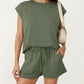 Short Sleeve Lounge Top and Shorts Set with Relaxed Fit