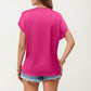 Short Sleeve V Neck Blouse with Crochet Trim Detail