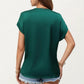 Short Sleeve V Neck Blouse with Crochet Trim Detail
