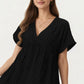 Short Sleeve V Neck Tiered Mini Dress with Gingham Pattern