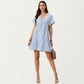 Short Sleeve V Neck Tiered Mini Dress with Gingham Pattern