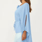 Long Sleeve Asymmetrical Top with Floral Applique and Adjustable Waist Tie