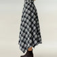 Plaid Midi Skirt with Handkerchief Hem and High Waist Flared Silhouette