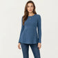 Maternity Long Sleeve Ribbed Knit Top with Crew Neck and Empire Waist
