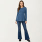 Maternity Long Sleeve Ribbed Knit Top with Crew Neck and Empire Waist