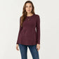 Maternity Long Sleeve Ribbed Knit Top with Crew Neck and Empire Waist