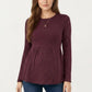 Maternity Long Sleeve Ribbed Knit Top with Crew Neck and Empire Waist