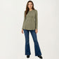 Maternity Long Sleeve Ribbed Knit Top with Crew Neck and Empire Waist