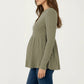 Maternity Long Sleeve Ribbed Knit Top with Crew Neck and Empire Waist