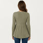 Maternity Long Sleeve Ribbed Knit Top with Crew Neck and Empire Waist