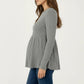 Maternity Long Sleeve Ribbed Knit Top with Crew Neck and Empire Waist