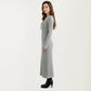 Long Sleeve Ribbed Knit Maxi Dress with Crew Neck and Body Skimming Silhouette