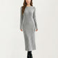 Long Sleeve Ribbed Knit Maxi Dress with Crew Neck and Body Skimming Silhouette
