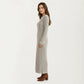 Long Sleeve Ribbed Knit Maxi Dress with Crew Neck and Body Skimming Silhouette