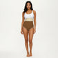 One Piece Swimsuit with Contrast Trim Scoop Neck and Ruched Waist