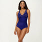 One Piece Swimsuit with V Neck Laser Cut Detail and Contoured Fit